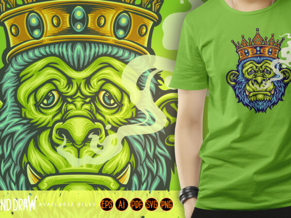 King monkey with smoking weed mascot illustrations t shirt vector art King monkey with smoking weed mascot illustrations t shirt vector art