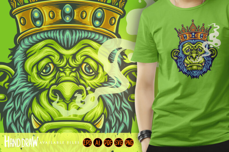 King Monkey with smoking weed Mascot Illustrations