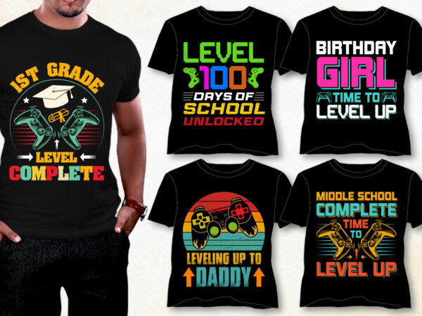 Level up t-shirt design bundle