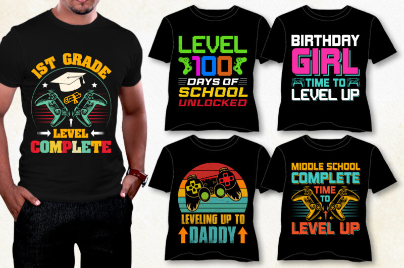 Level Up T-Shirt Design Bundle