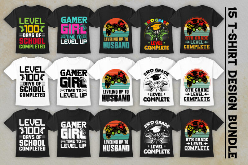 Level Up T-Shirt Design Bundle