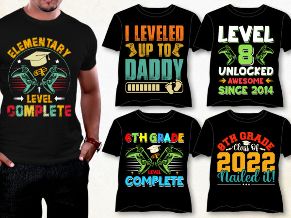 Leveled up t-shirt design bundle