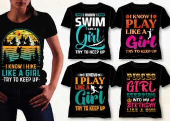 Like a Girl T-Shirt Design Bundle