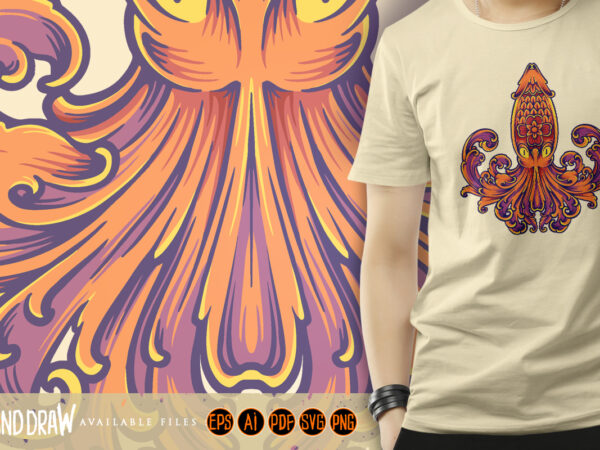 Luxury octopus floral ornament svg t shirt vector graphic