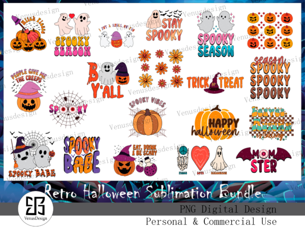 Retro halloween sublimation bundle t shirt design online