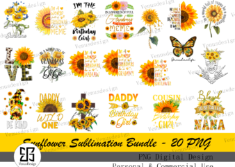 Sunflower Sublimation Bundle- 20 PNG