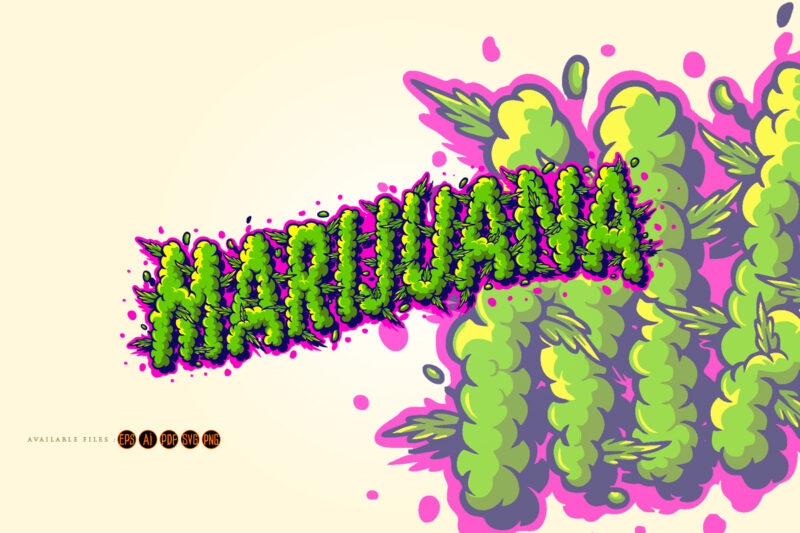 Marijuana lettering text smoke weed effect svg