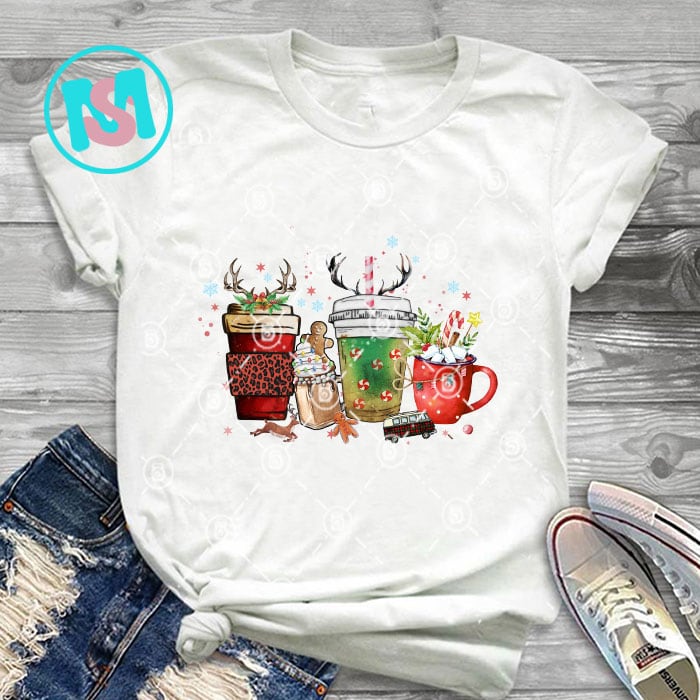 Christmas Coffee Latte PNG Bundle Png, Christmas Coffee Png, Christmas Bundle, Snowman Reindeer, Pink Christmas Coffee Png,Printable File