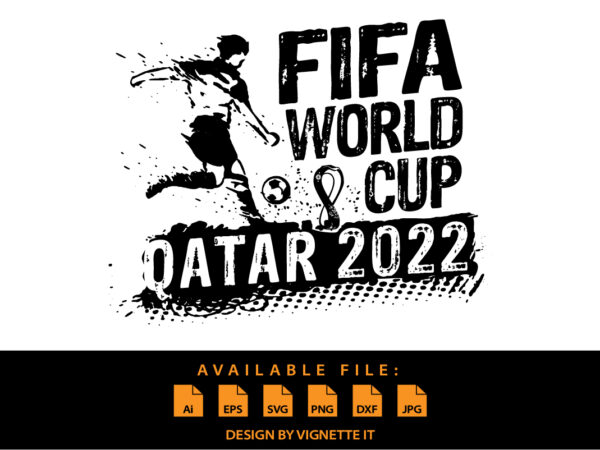 Fifa world cup qatar 2022 football shirt print template, vintage texture typography football player design for shirt mug hoodie