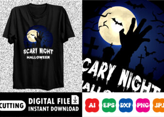 Scary night Halloween shirt print template