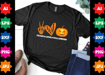 Peace-love-Halloween pumpkin shirt print template