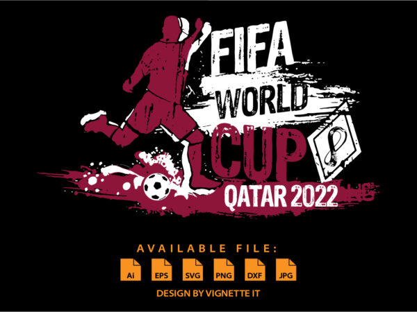 Fifa world cup qatar 2022 football shirt print template, vintage texture typography football player design for shirt mug hoodie