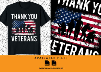 Thank you veterans American freedom day texture USA flag 4th of July Veteran day shirt print template, US army military vector illustration