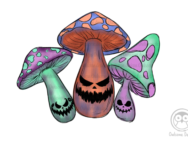 Mushroom halloween sublimation t shirt designs for sale