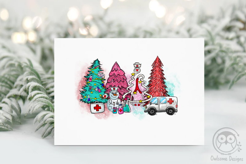 Nurse Christmas Tree PNG Sublimation