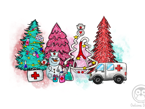 Nurse christmas tree png sublimation T shirt vector artwork