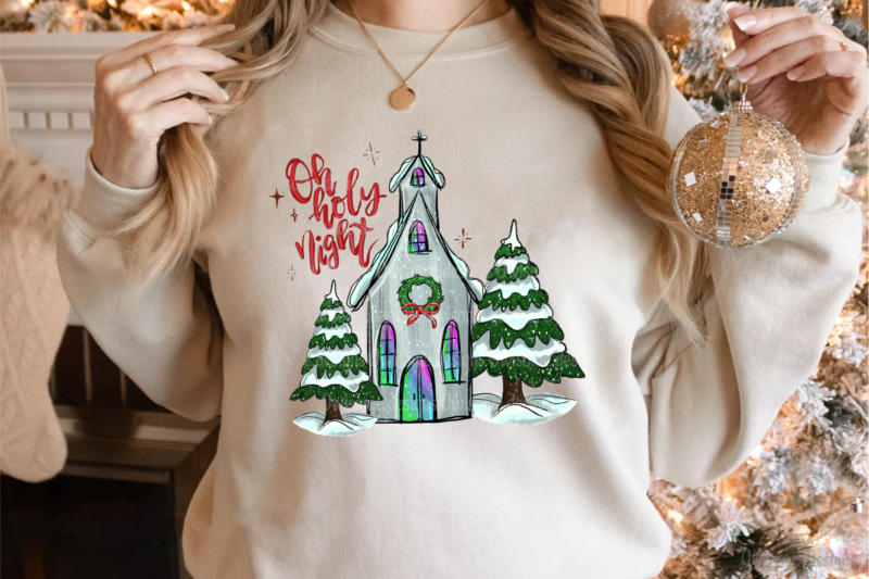 Oh Holy Night Sublimation Design