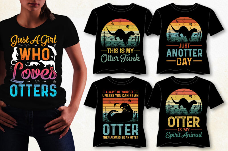 Otter T-Shirt Design Bundle