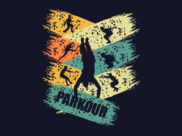 Parkour art deco t shirt illustration