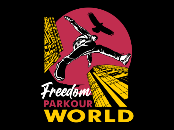 Parkour freedom world t shirt illustration