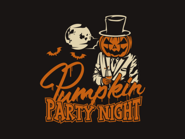 Pumpkin party night t shirt illustration