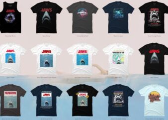 15 Jaws PNG T-shirt Designs Bundle For Commercial Use Part 1