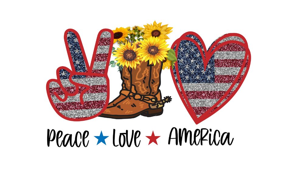 Peace Love America Sublimation T-shirt design - Buy t-shirt designs