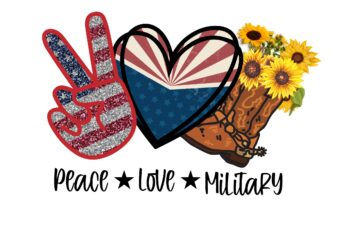 Peace Love Military Sublimation T-shirt design