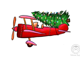 Plane Christmas Tree PNG t shirt illustration