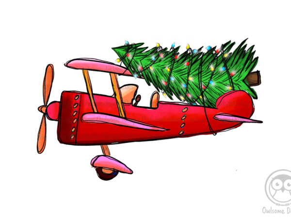 Plane christmas tree png t shirt illustration