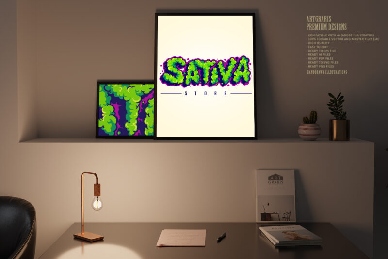 Sativa lettering text smoke weed svg