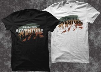 Vintage Unlimited Adventure T Shirt Design, Adventure t shirt design, Hiking t shirt design, Trekking t shirt design, Nature t shirt design, Unlimited adventure t shirt design for sale
