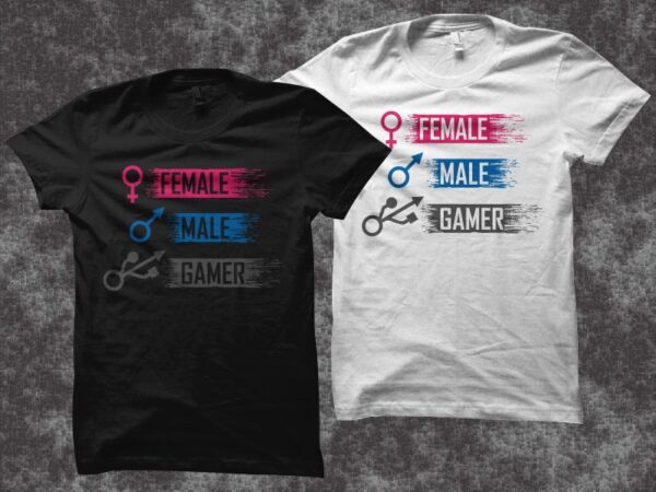 Gamer t shirt design, gaming t shirt design, gaming gamer t shirt design, gamer gender male female symbol gaming t-shirt design for sale