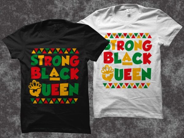 Strong black queen t shirt design for sale