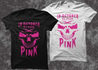 In october we wear pink vector illustration – we wear pink cancer awareness png, Halloween svg, halloween png, autumn png, Cancer awareness png, Cancer awareness t shirt design for sale