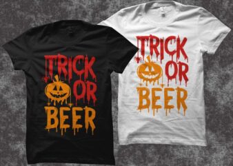 Trick or beer vector illustration, funny saying for halloween t shirt design, Funny saying for Halloween svg, Halloween svg, Boo svg, Halloween png, Halloween t shirt design for sale