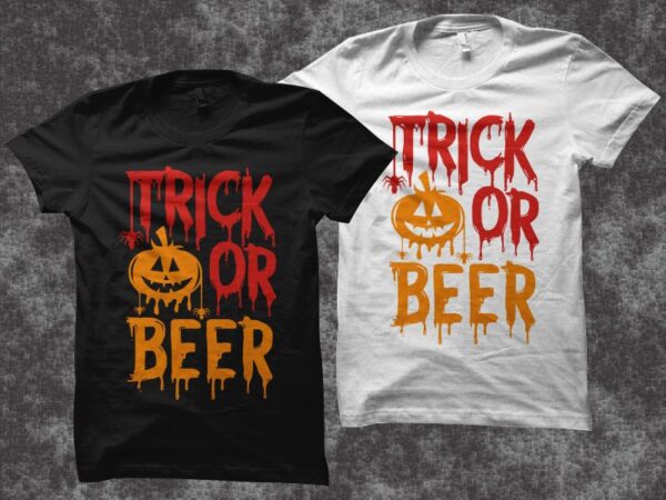 Trick or beer vector illustration, funny saying for halloween t shirt design, funny saying for halloween svg, halloween svg, boo svg, halloween png, halloween t shirt design for sale