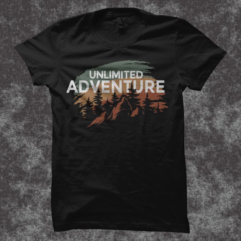 Vintage Unlimited Adventure T Shirt Design, Adventure t shirt design, Hiking t shirt design, Trekking t shirt design, Nature t shirt design, Unlimited adventure t shirt design for sale