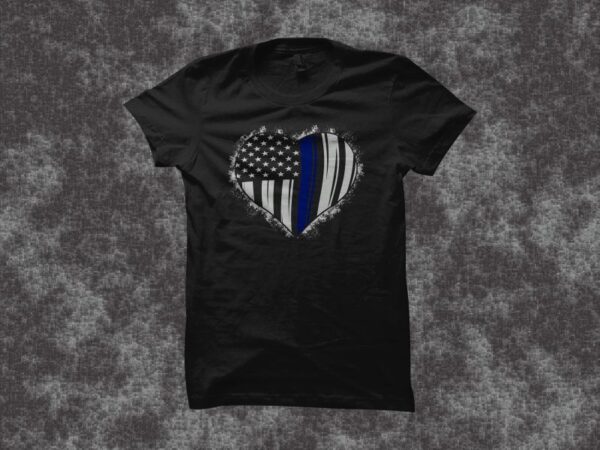 Love us police flag – blue line flag – love blue line – american t shirt design sale