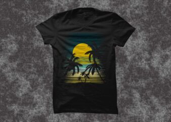 Sunset summer t shirt design, summer design vector illustration, sunset design svg, beach svg, sunset summer vector illustration for commercial use