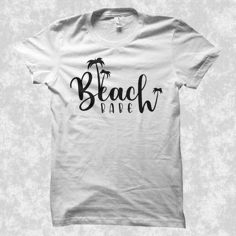 Beach Babe calligraphy vector illustration, summer t shirt design, beach t shirt design for sale
