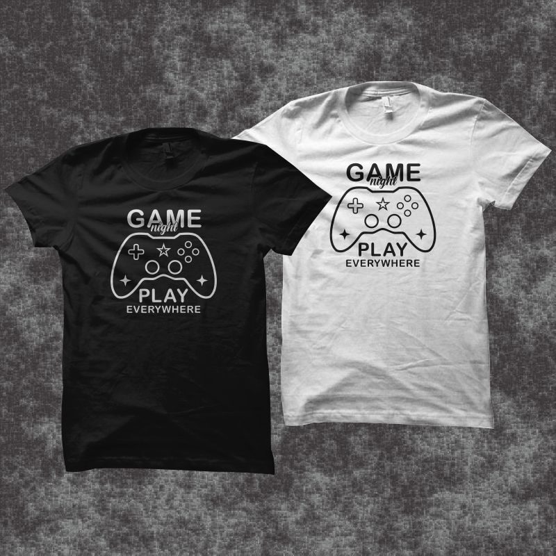 Game night play everywhere vector illustration, gamer t shirt design, gaming vector illustration, gamer svg ready to print, gamer t shirt design for sale