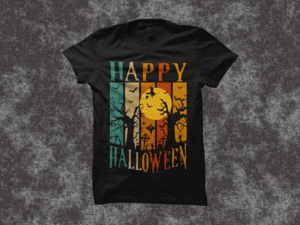 Happy halloween svg, happy halloween vintage design, happy halloween design vector background illustration, happy halloween t shirt design, halloween svg, happy halloween png, halloween shirt design, halloween vintage design, halloween