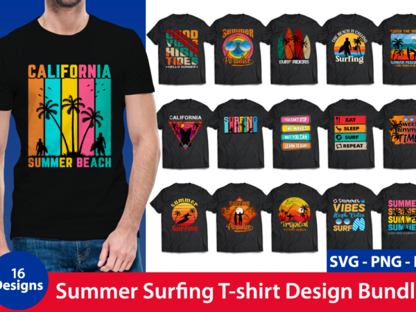 Surfing t-shirt design bundle - Buy t-shirt designs