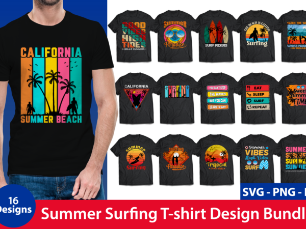 Surfing t-shirt design bundle