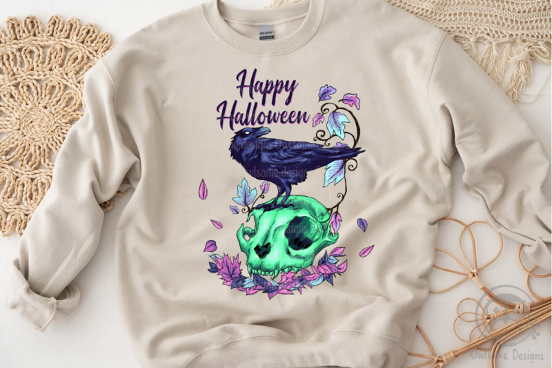 Raven Halloween Sublimation Design