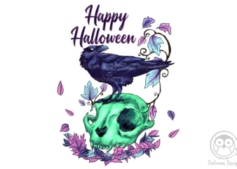 Raven Halloween Sublimation Design
