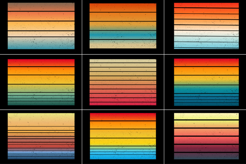 Retro Vintage Sunset T-Shirt Design Background Vector Bundle