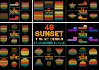 Retro Vintage Sunset T-Shirt Design Background Bundle