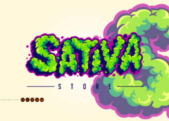 Sativa lettering text smoke weed svg
